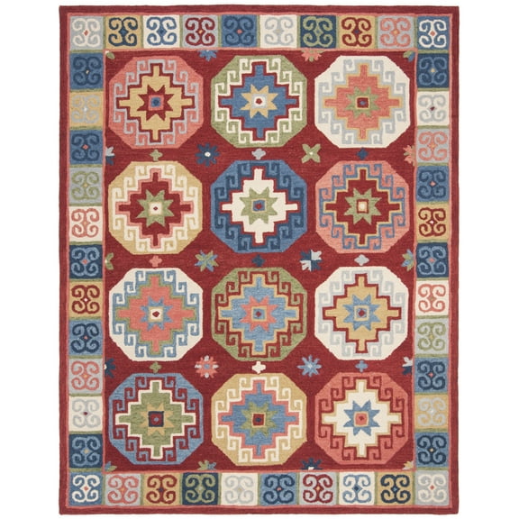 SAFAVIEH Aspen Amala Geometric Floral Area Rug, Red/Blue, 6' x 9'