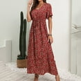 thumbnail image 2 of Pompotops Femmes Été Décontracté Manches Courtes Boho Imprimé Été V-Cou avec des Robes de Ceinture, 2 of 9