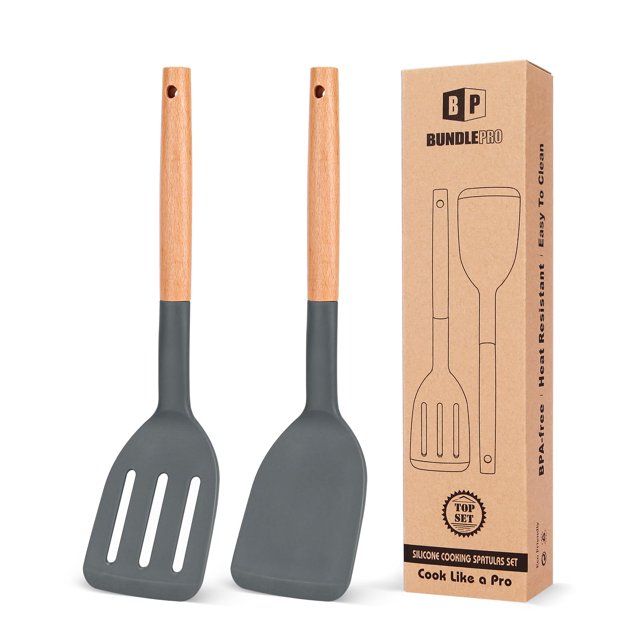 Espátula de cocina Bundlepro de silicona resistente al calor, juego de 2