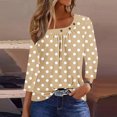 thumbnail image 5 of Jalioing 3/4 Length Sleeve Shirt for Women Fashion Print Button Tunic Tops Pleated Front Summer Trendy Blouses, 5 of 7