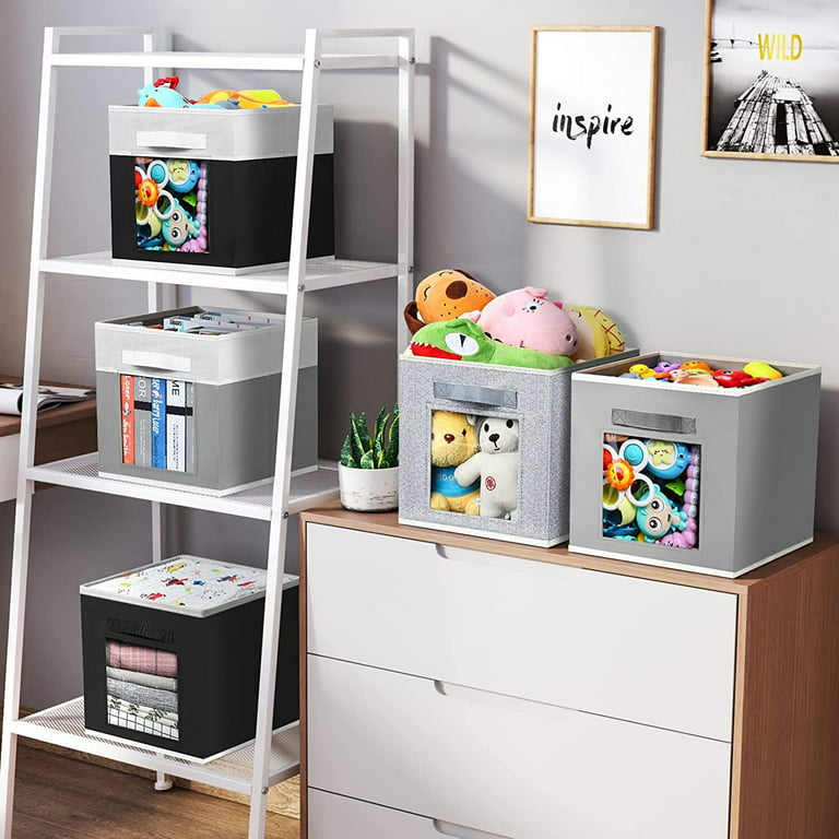 Fabric Storage Cubes with Handle, Foldable 11 Inch Cube Storage Bins, 6  Pack Storage Baskets for Shelves, Storage Boxes for Organizing Closet Bins