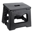 thumbnail image 1 of Taburete de paso plegable Uxcell de 8.7" para adultos, capacidad de 165 lbs, taburete antideslizante con mango, taburete pequeño negro, 1 of 7