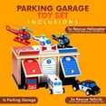 thumbnail image 7 of Rescue Station Kids Playset - 2-Level, 3-Bay Parking Garage Toy Set with Fire Truck, Ambulance, Police Car, and 3 Rescue Helicopters - Wooden Toy Rescue Vehicles for Kids Ages 3 and Up, 7 of 7