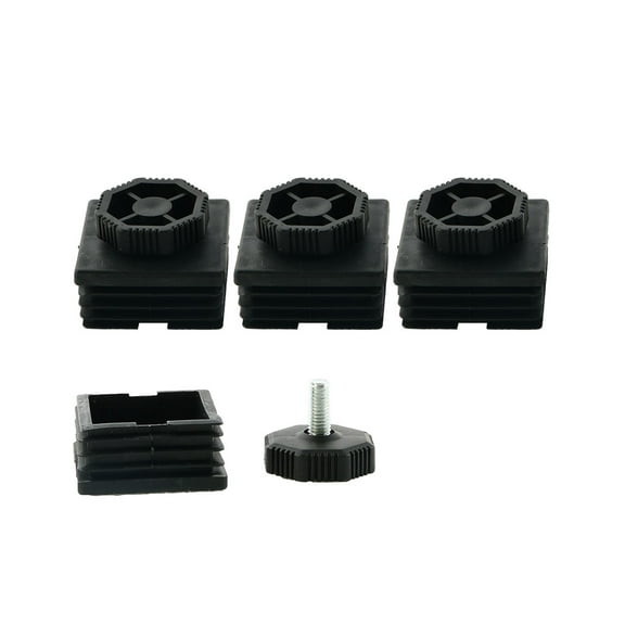 Leveling Feet 50 x 50mm Square Tube Inserts Kit Furniture Glide Adjustable Leveler for Bench Couch 4 Sets