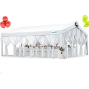 Quictent 20'x 20' White Draping Party Tent Wedding Canopy Outdoor Gazebo All Classic Style Chiffon Sides
