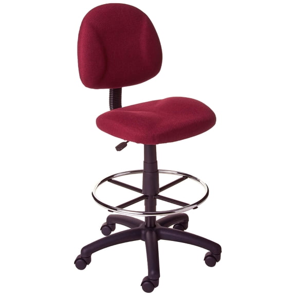 Bowery Hill Contoured Comfort Rolling Fabric Drafting Stool in Burgundy