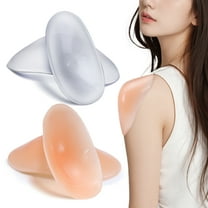 2 Pairs Reusable Silicone Shoulder Pads, Removable Anti-Slip Shoulder Pads for Womens Clothing, Washable Self Adhesive Shoulder Push-Up Pads Men (Skin Transparent)