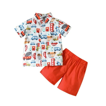 

Toddler Boys Short Sleeve Cartoon Dinosaur Prints T Shirt Tops Shorts Child Kids Gentleman Outfits Firetruck Clothes for Boys Boys Sweatshirt And Sweatpants
