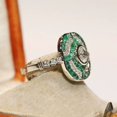 thumbnail image 6 of Arish Jewels Art Deco Round Cut Lab Created Diamond & Emerald Halo 925 Silver Engagement Gift Ring, 6 of 7