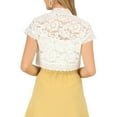 thumbnail image 3 of MODA NOVA Juniors Elegant Short Sleeve Sheer Floral Lace Shrug Tops, 3 of 6