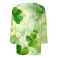 thumbnail image 4 of Diufon T-Shirts de la Saint-Patrick pour Femmes, Grande Taille, Imprimé Trèfle, Manches 3/4, Col Rond, 4 of 5