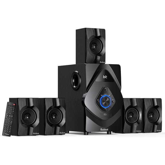 Bobtot Home Theater System Wireless Rear Satellite Speakers 800W 6.5inch Subwoofer 5.1/2.1 Channel Surround Sound Stereo Systems