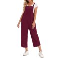 thumbnail image 2 of Women Jumpsuit with Pockets Sleeveless Wide Legs Plus Size Overalls, 2 of 8