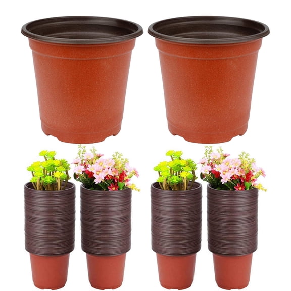 100 Pcs Small Plastic Plant Pots, HYG 4 Inch Nursery Pots with Drainage Holes Succulents Containers for Seed Starting, Plant Cuttings & Transplanting (Red)
