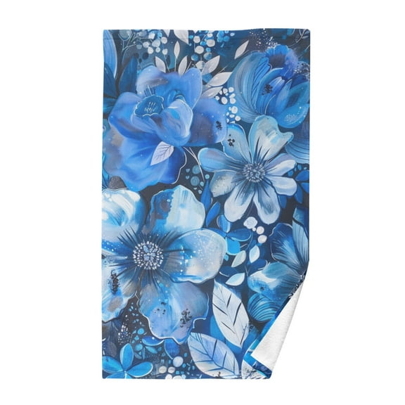 Blue Floral Flowers Hand Towel Cotton Bath Towel Large Face Towels Absorbent for Bathroom Home Hotel