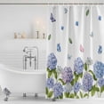thumbnail image 2 of Spring Hydrangeas Shower Curtain Set - 72" x 78" Washable Bathtub Curtain with 12 Hooks, Purple Floral Butterfly Leaves Waterproof Fabric Stall Shower Curtains for Bathroom/Bathtub Décor, 2 of 6