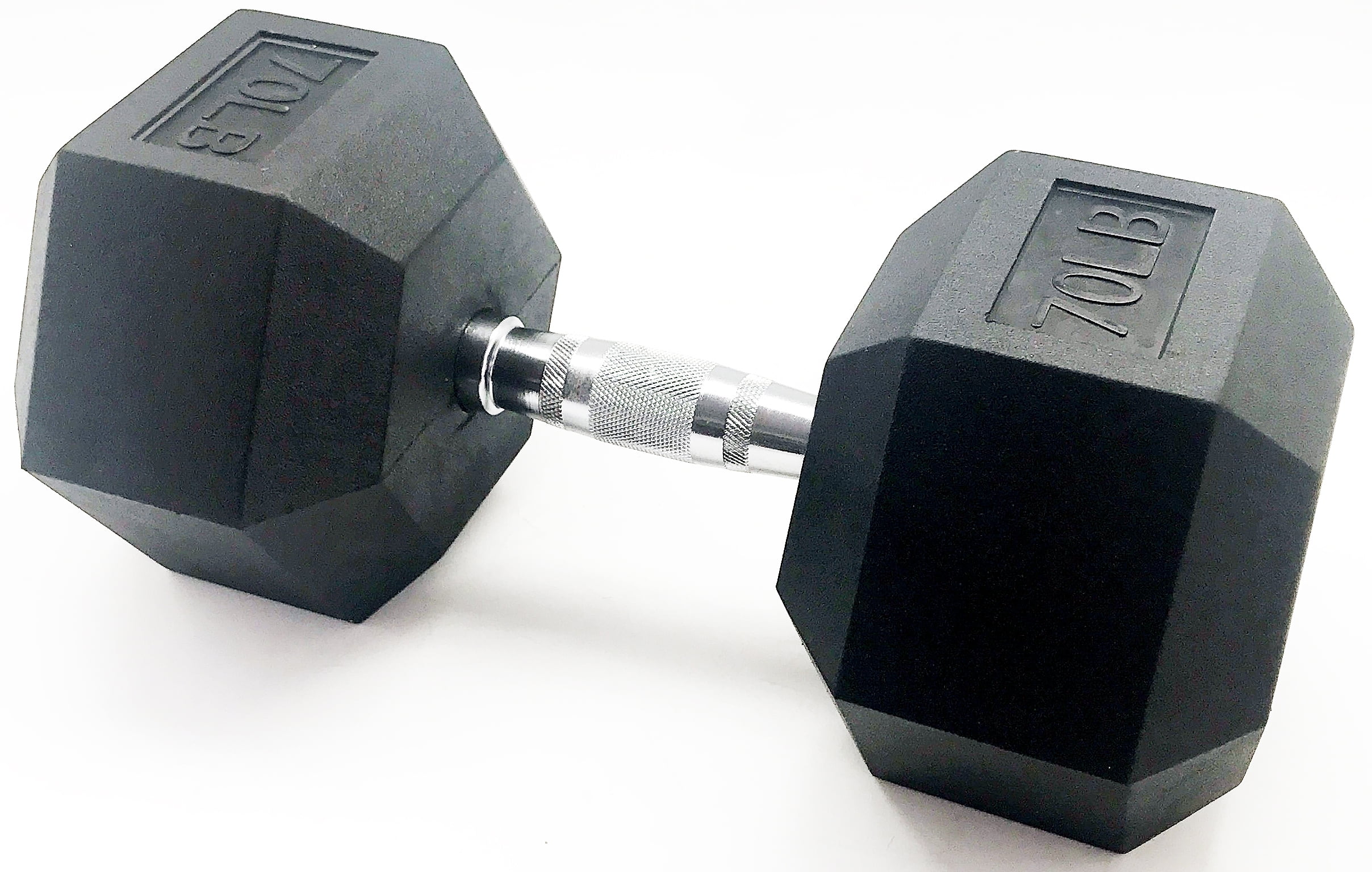 BalanceFrom Barbell Rubber Coated Cast Iron Hex Dumbbell, 70 lbs, Single