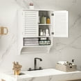 thumbnail image 2 of Topbuy Wall Mounted Bathroom Cabinet with Open Shelf & Towel Bar Medicine Cabinet with Double Louvered Doors White, 2 of 7