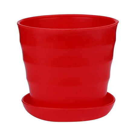 Deal of the Day Clearance! Plant Pots Kingtowag Home Essentials, Red Striped Plastic Flower Pot, 1*Flower Pot (Including Matching Saucer), Special Offers