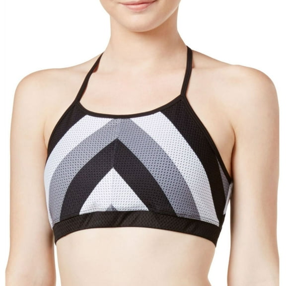 Jessica Simpson Womens Chevron Mesh Sports Bra, Black, X-Small
