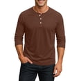 thumbnail image 2 of Nestiefly 3/4 Sleeve Shirt for Men Fit Henley T-Shirt Pullover Lightweight Gym Workout Baseball Shirts Button Up Tops Brown 2XL, 2 of 7