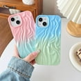 thumbnail image 3 of Pleated Water Ripple Chrome Wave Pattern Soft Compatible with iPhone Case (Yellow Pink,iPhone 15 Pro Max), 3 of 12