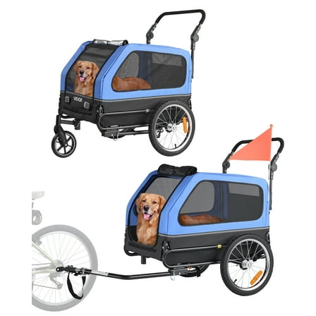 VEVOR Dog Bike Trailer, Supports up to 88 lbs, 2-in-1 Pet Stroller Cart Bicycle Carrier for Small & Large Dogs, Easy Folding Frame with Quick Release Wheel, Universal Bicycle Coupler, Internal Leash