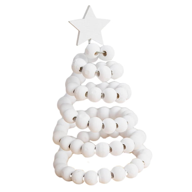 Árbol de Navidad de mesa Adorno navideño Mini árbol de Navidad decorativo para Cuentas blancas