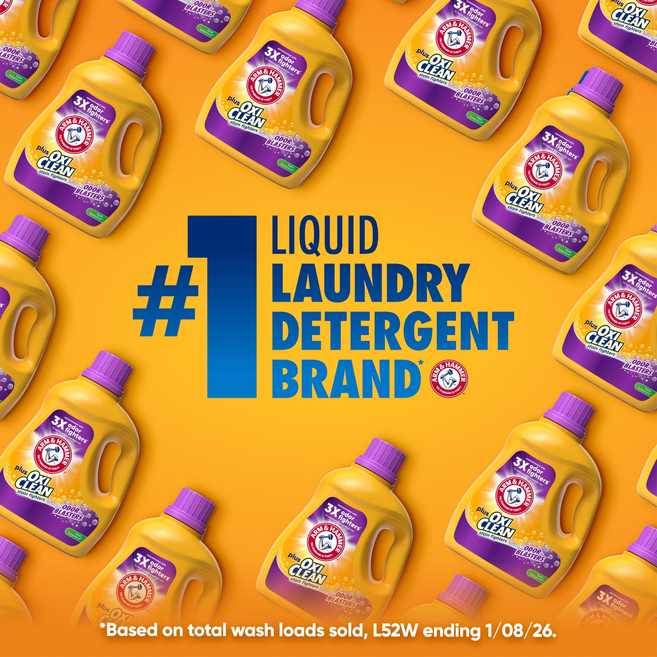 ARM & HAMMER Plus OxiClean with Odor Blasters Liquid Detergent, Fresh Burst, 96.2 fl oz, 74 Loads