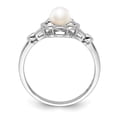 thumbnail image 2 of 925 Sterling Silver Polished Freshwater Cultured Pearl and Diamond Ring Size 10 2mm Wide Ring for Women, 2 of 6