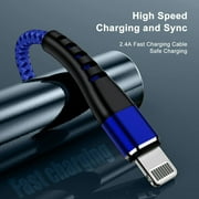Cshidworld 3Pack [Apple MFi Certified] Lightning Charger Cables (3/6/6ft), Nylon Fast Charging Cord Compatible with iPhone 13/13 pro/12/11/11 Pro/X/Xs Max/XR/ iPad Air 2 /Mini Airpods,Blue