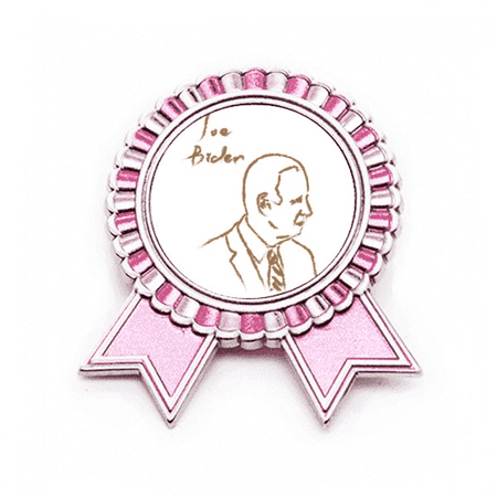 amepresident person joe profile sketch Badge Brooch Pin Pink Winner Award Medal