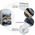 thumbnail image 3 of Abstract Graffiti Shower Curtain, 66" x 72", Blue Gold Stripe Water Ripples Waterproof Bathroom Curtain Washable Shower Curtain Set with 12 Hooks, 3 of 6