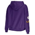 thumbnail image 3 of Women's WEAR by Erin Andrews Purple LSU Tigers Mixed Media Cropped Pullover Hoodie, 3 of 3