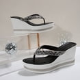 thumbnail image 2 of SACFOF Rhinestone Wedge Sandals for Women Platform Flip Flops Women's T-Strap Sandals Comfortable Walking Open Toe Slippers Casual Summer Beach Sparkly Slip On Slides Wedding Party Dress Shoes, 2 of 6