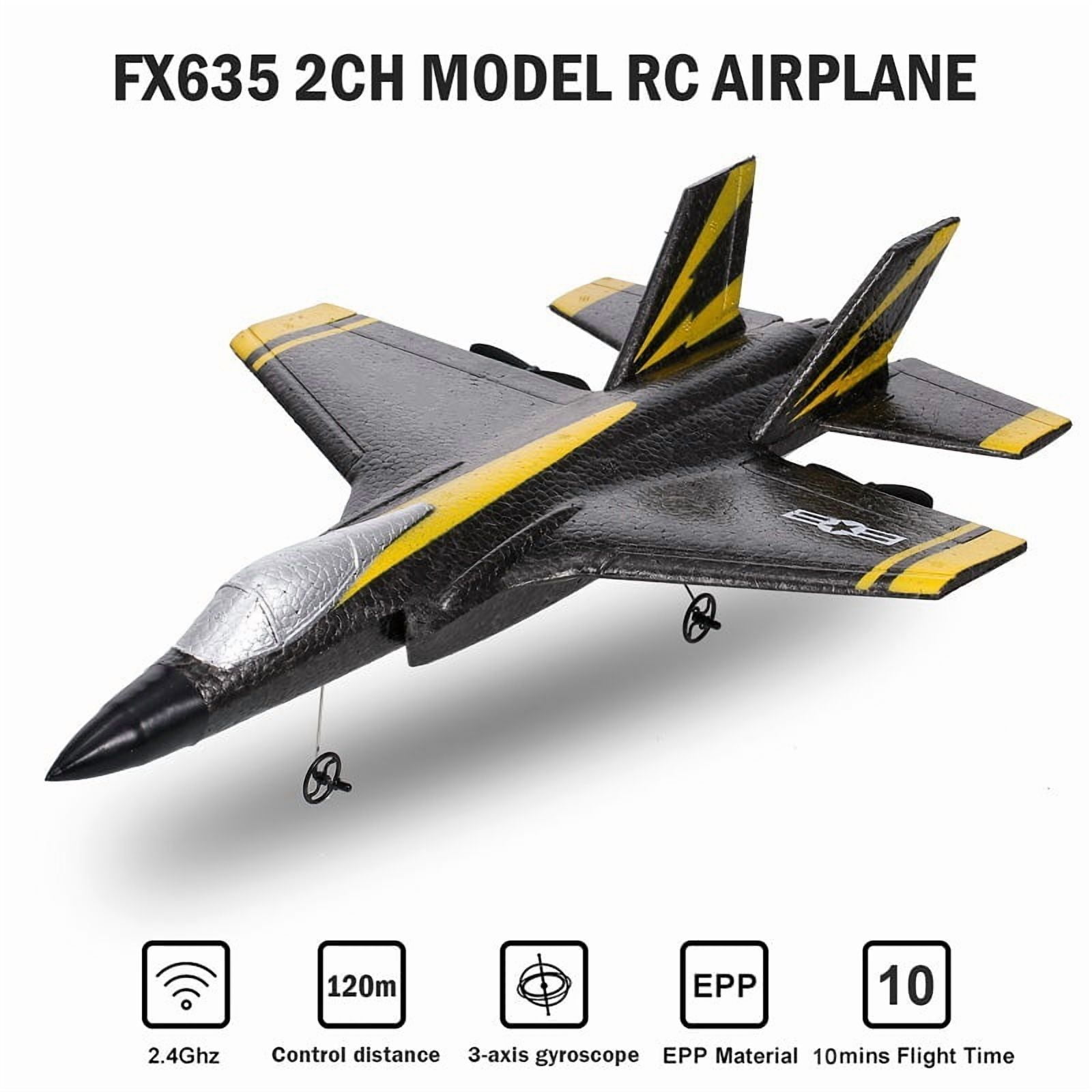 FX635 2-Channel RC Airplane, 2.4GHz Radio Control Jet with 120m Range, EPP Foam Construction