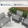 thumbnail image 4 of Kullavik Patio Furniture Set 3 Pieces Aluminum Sectional Sofa with armrest, Modern Outdoor Conversation Set 5 Seats, Outdoor Swivel Rocking Chairs with Thick Cushion, Grey, 4 of 5