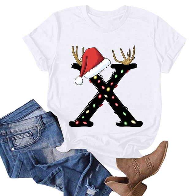 Fiudx Ofertas Relámpago Camiseta Informal de Manga Corta con Cuello Redondo y Estampado Informal a La Moda para Mujer