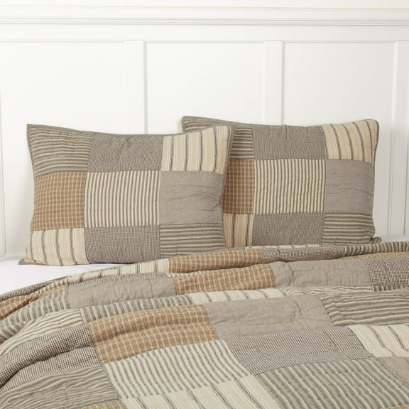 VHC Brands Farmhouse Bedding-Sawyer Mill Sham, Standard 21x27, Charcoal Grey