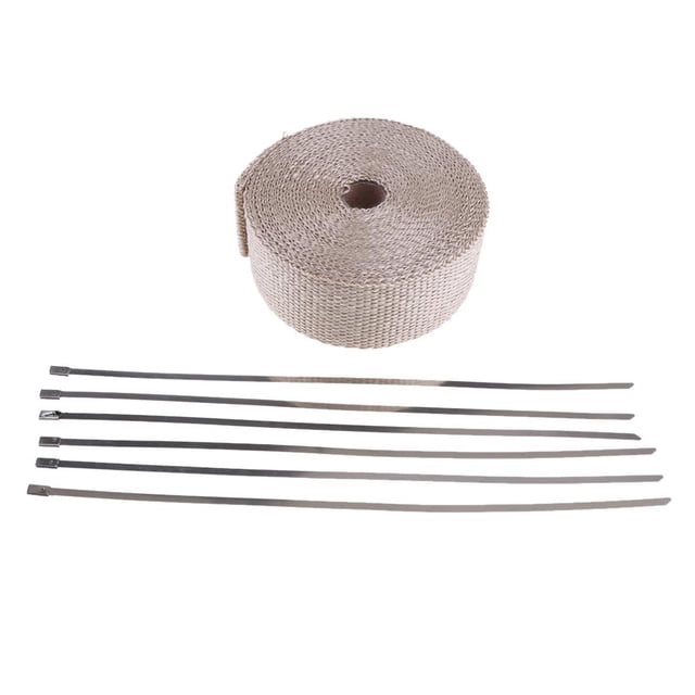 Envoltura Térmica para Tubos de , 2 "x 32 Pies, Incluye 6 Bridas de material acero Inoxidable, Beige shamjiam Tubo de escape Envoltura térmica