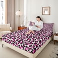thumbnail image 3 of Manfei Pink Leopard Print Queen Sheet Sets for Female, Fashion Cheetah Animal Flat Sheet, Chic Dots Abstract Queen Fitted Sheet, Breathable Home Decor, 4 Pieces, 3 of 6