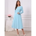 thumbnail image 3 of DARING DIVA Women's Long Sleeve Formal Crewneck A-Line Maxi Dress S Light Blue, 3 of 6