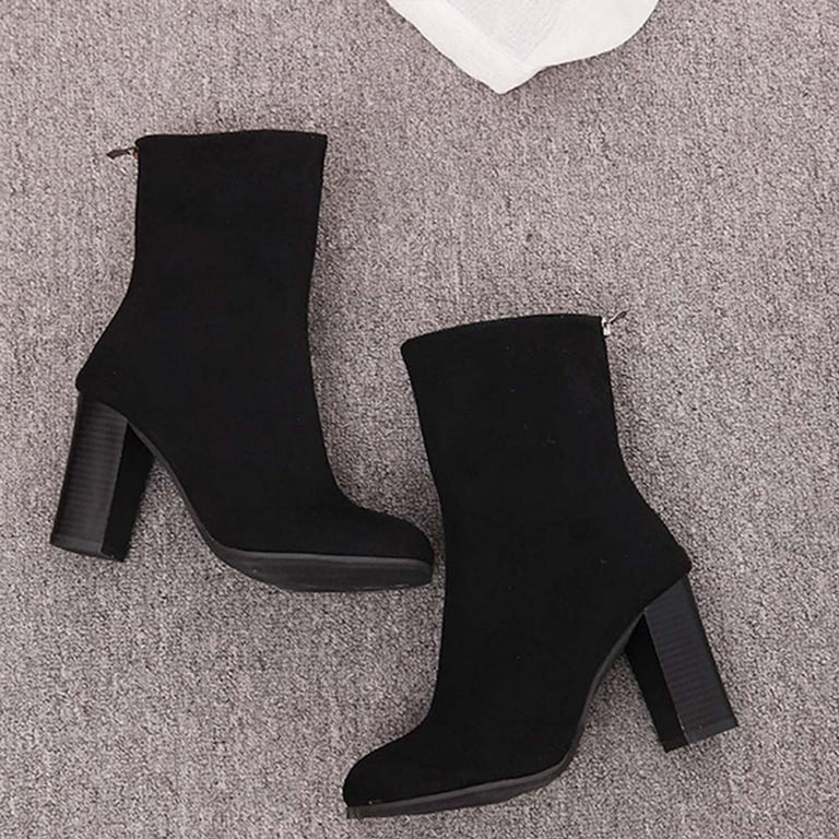 KBKYBUYZ Ankle Boots For Women Pointed Toe High Heel Solid Color