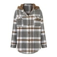 thumbnail image 5 of Delliss Women's Basic Lapel Button Jacket Fall Plaid Casual Cardigan Top Long Sleeve Coat, 5 of 6