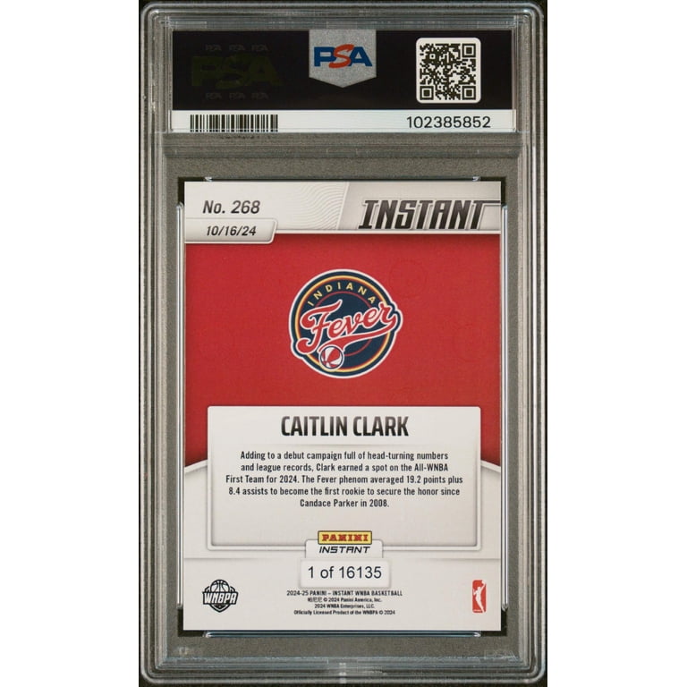 PSA 10 Gem Mint 2024 Panini Instant WNBA Caitlin Clark #268 Rookie Card - Graded Basketball Card