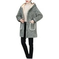 thumbnail image 3 of APEXFWDT Women's Fleece Bed Jacket Stylish Long Sleeves Hooded Jacket Warm Front Button Fleece Home Coat Outerwear with Pcokets for Women Homewear, 3 of 5