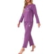 thumbnail image 4 of Conjuntos de lounge para mujeres INSPIRE CHIC, camisetas de manga larga con estampado de gatos y pantalones, pijamas con bolsillos, XS, púrpura, 4 of 6