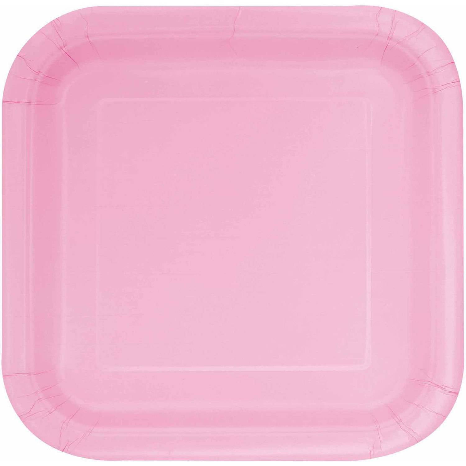 20pk Bright Pink Square Paper Plates 18cm  Birthday Wedding Party Tableware 
