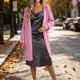 thumbnail image 5 of Smsaxvxz Womens Long Cardigan Sweaters Fashion Open Front Oversized Knit Fall Trendy Coat Jacket Pink M, 5 of 7