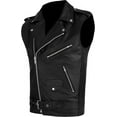 thumbnail image 2 of Defy Leather Motorbike Vest, Biker Style Vest - Jacket with Inner Pockets, Black, 4XL, 2 of 5